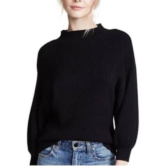 Line + Dot Black Alder Funnel Neck Rib Knit Sweater Size Small - Picture 1 of 12